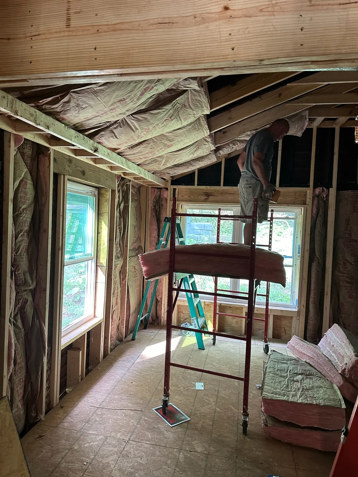 Garfield Avenue main level during framing and insulation work