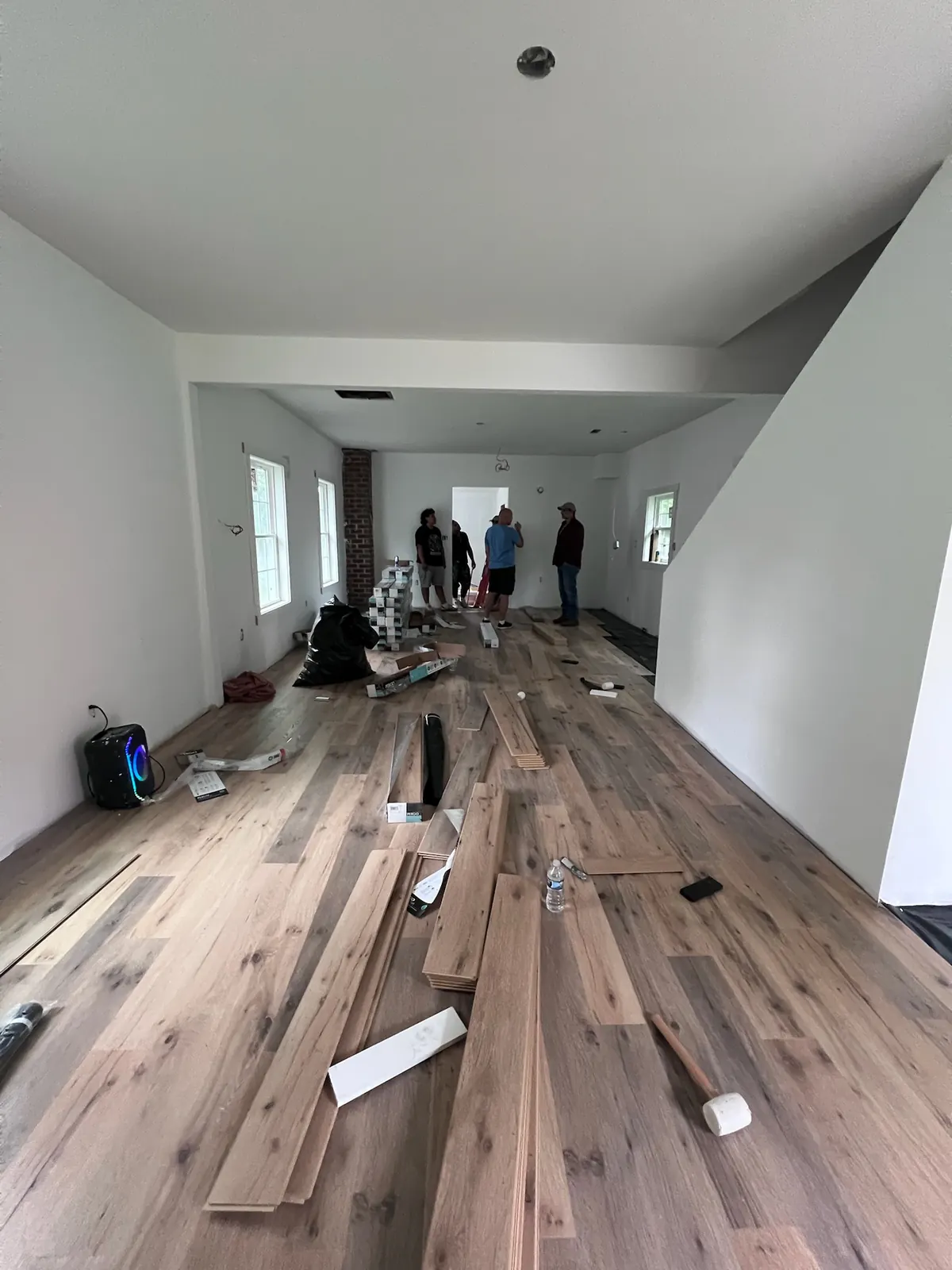 Bransford Street main living area while new flooring was being installed