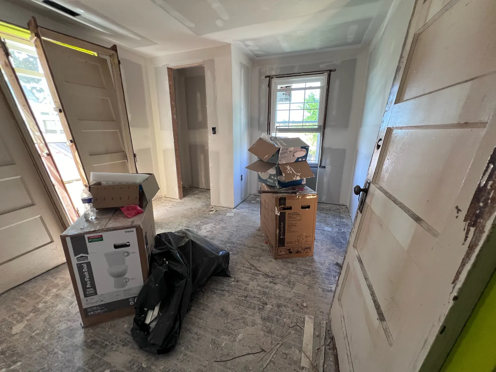 Lynchburg Avenue kitchen after drywall installation and before cabinetry